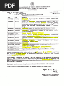 Class XI Semester II 2025 Exam Routine