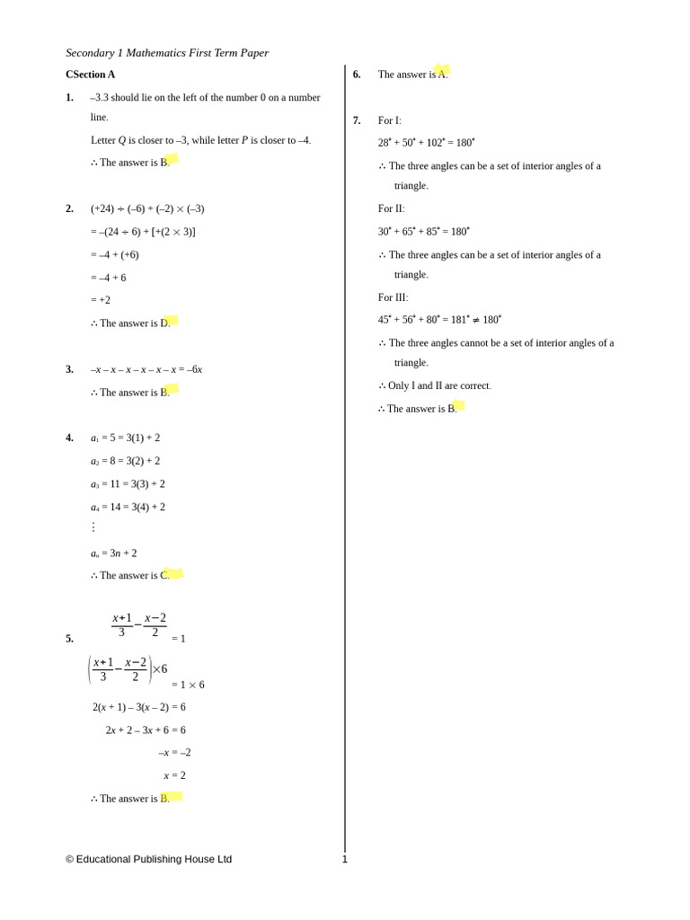 S1 First Term Paper2016_e_Solution copy | PDF | Elementary Geometry