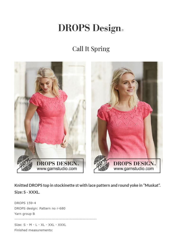 DROPS Muskat Summer Top Pattern | PDF | Knitting | Knitting Needle