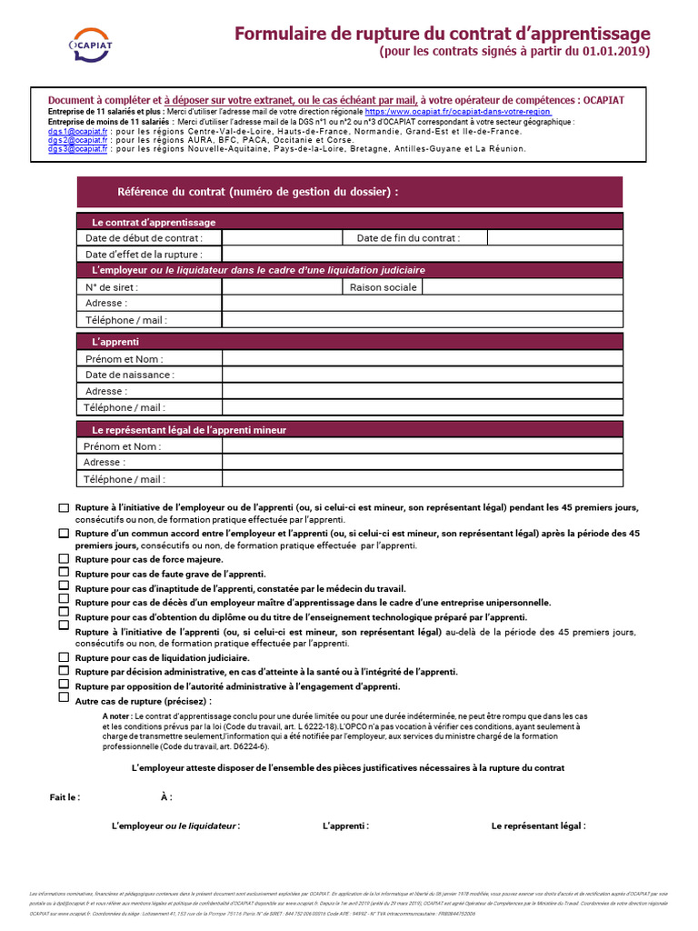 Formulaire de rupture contrat apprentissage | PDF | Apprenti