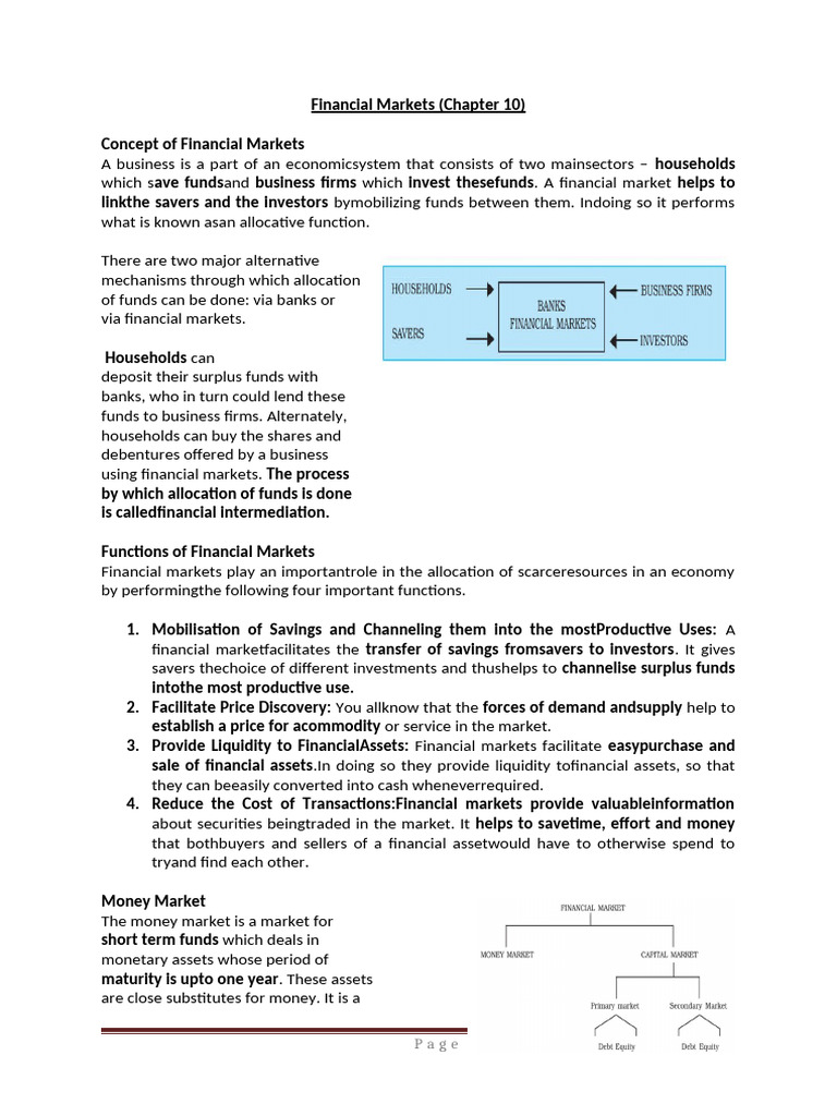 Ch-10 Financial Markets | PDF | Securities (Finance) | Financial Markets