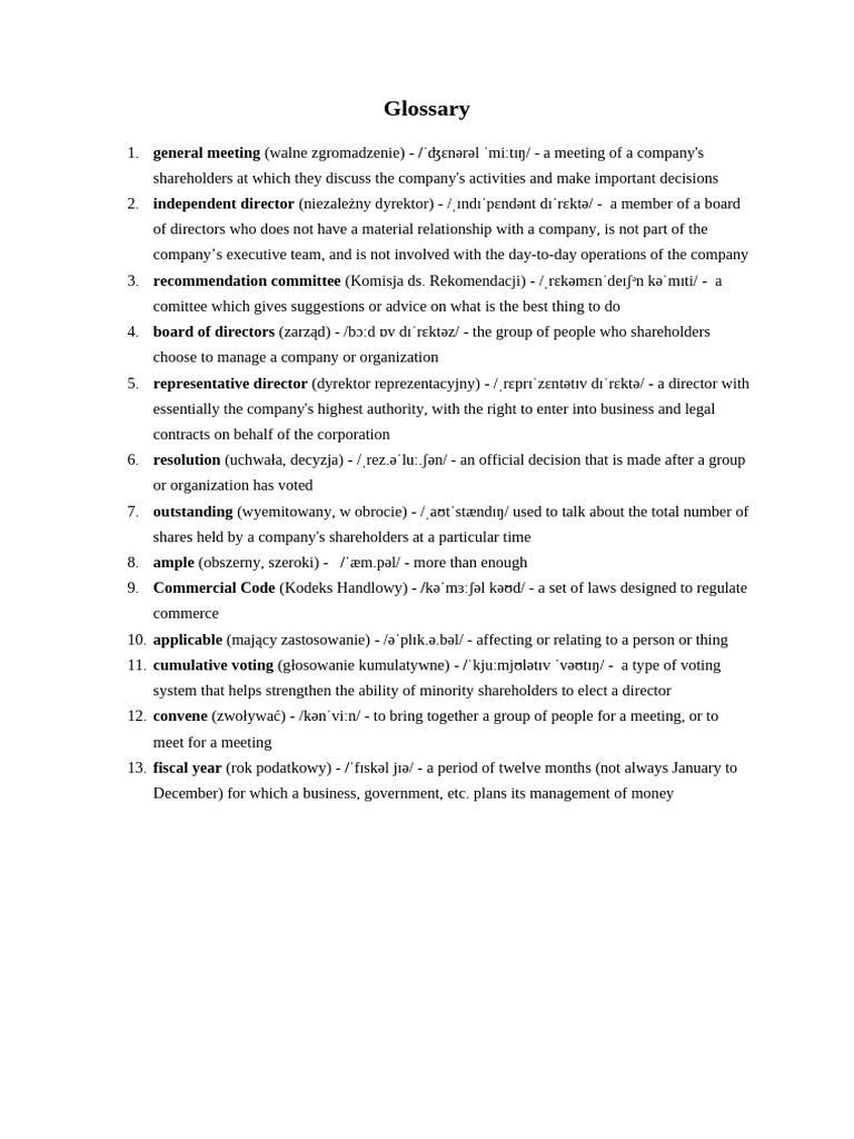 Business Terms Glossary | PDF