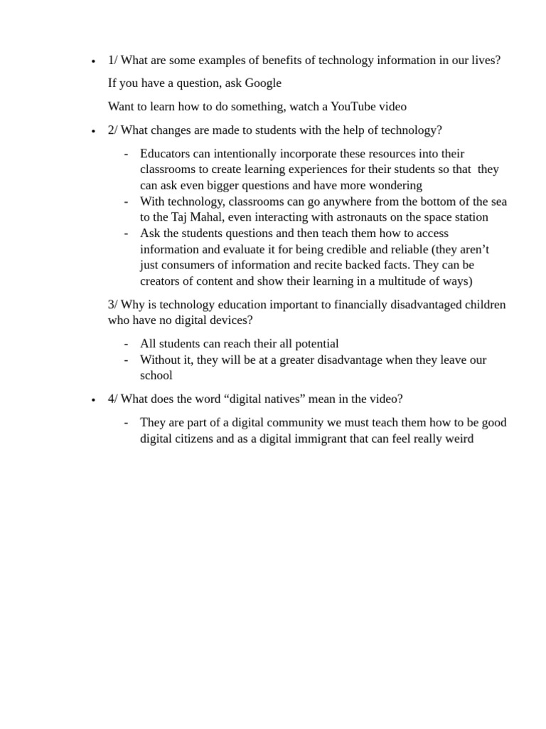 Benefits of Technology in Education | PDF