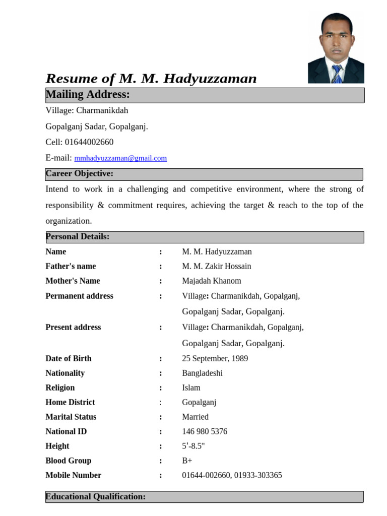 CV For Pharmaceuticals Company | PDF