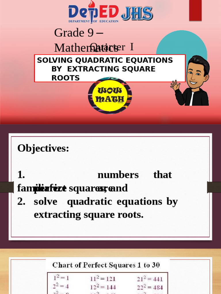 Lesson+2+ +Extracting+Square+Roots | PDF | Quadratic Equation | Mathematics