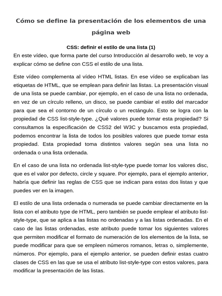 Cómo Se Define La Presentación de Los Elementos de Una Página Web | PDF ...