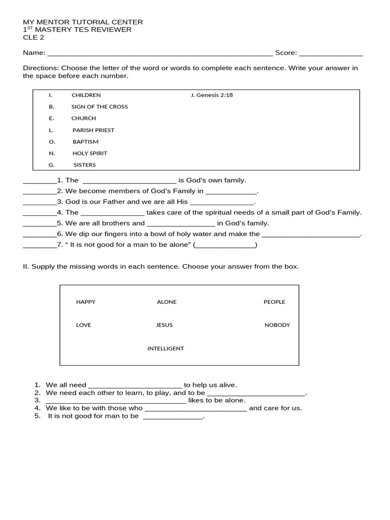 CLE 2 Mastery Reviewer for Students | PDF
