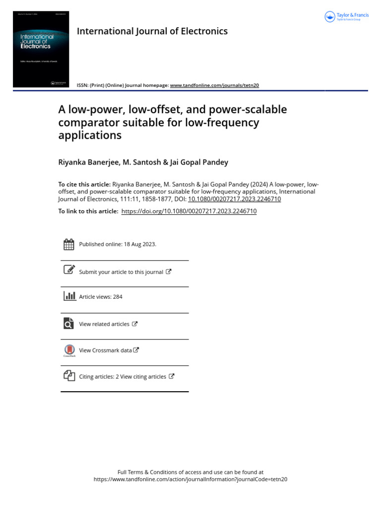 Low-Power Comparator for Low-Frequency ADC | PDF | Analog To Digital ...