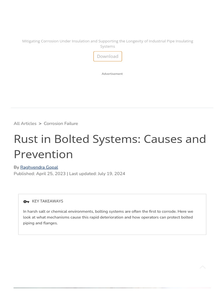 Rust in Bolted Systems - Causes and Prevention | PDF | Corrosion ...