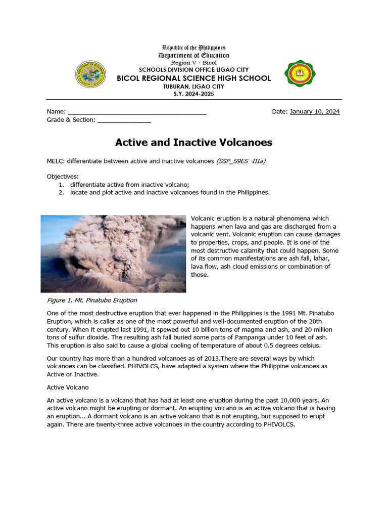 Active vs Inactive Volcanoes in the Philippines | PDF | Volcano | Types ...