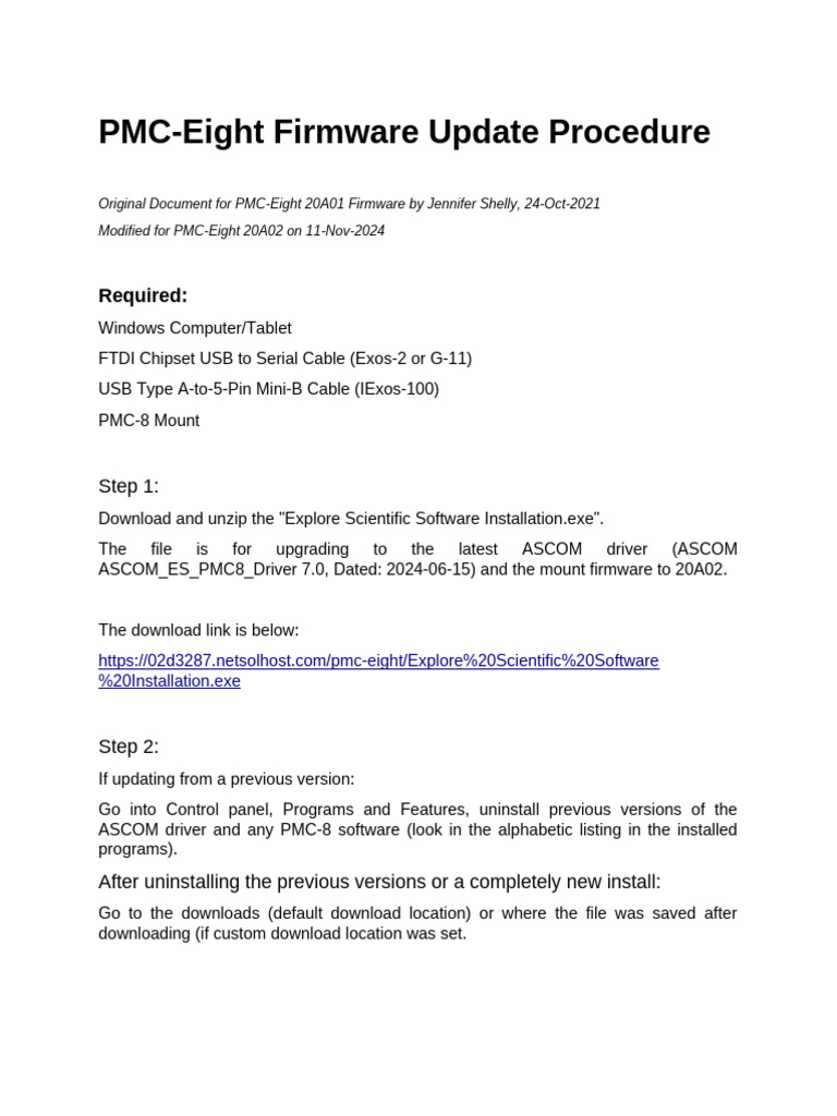 PMC-Eight Firmware Update Guide | PDF | Microsoft Windows | Usb