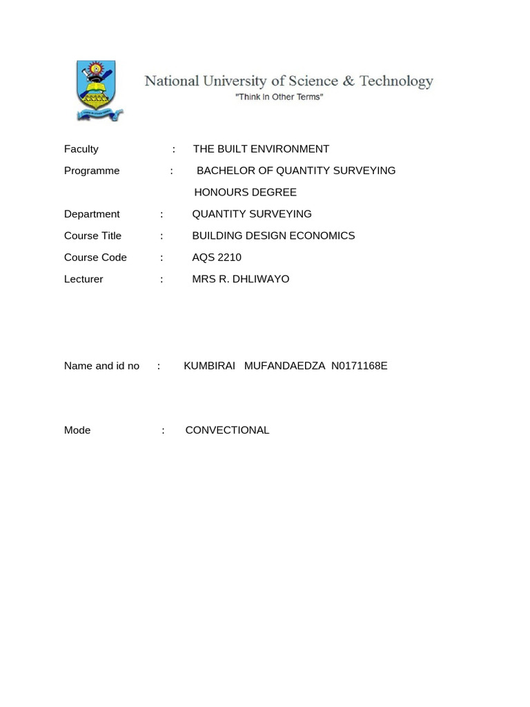 Building Design Economics Assignment | PDF | Cost Accounting | Procurement