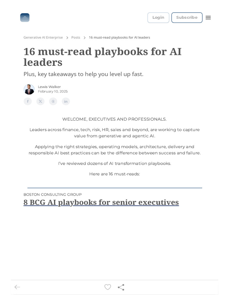 Essential AI Playbooks for Leaders | PDF | Artificial Intelligence ...