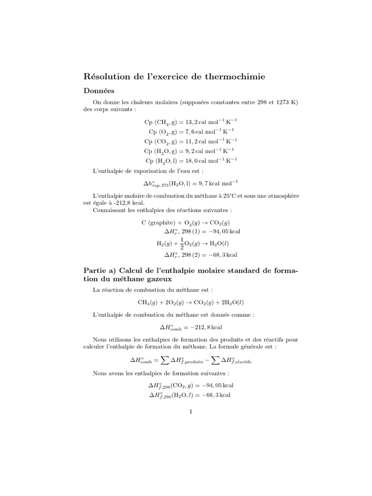 Enthalpie de combustion du méthane | PDF | Réactions chimiques | Chimie