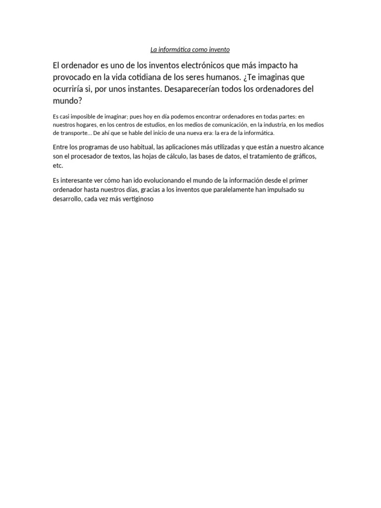 Impacto de la informática en la vida diaria | PDF