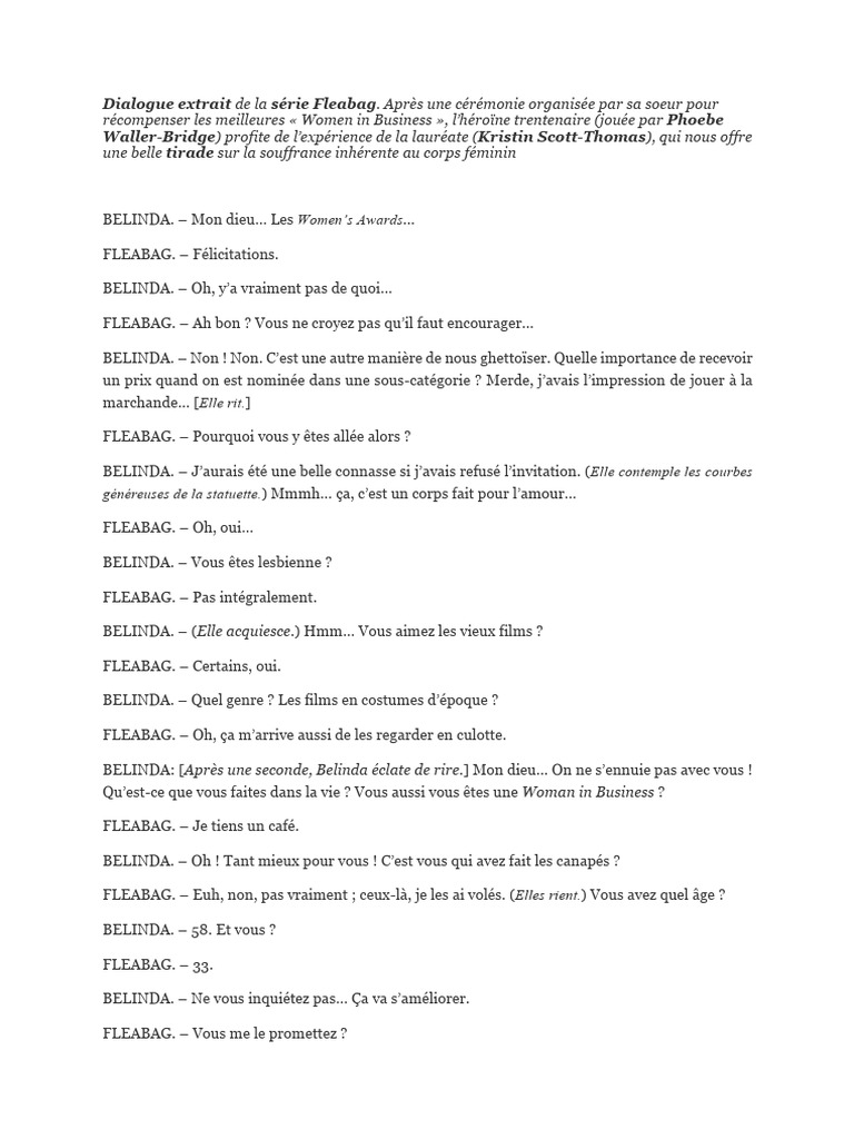 Monologue sur la ménopause dans Fleabag | PDF