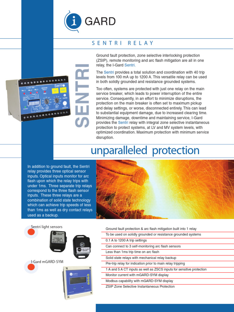 I-Gard Sentri Relay: Ground Fault & Arc Flash Protection | PDF | Relay ...