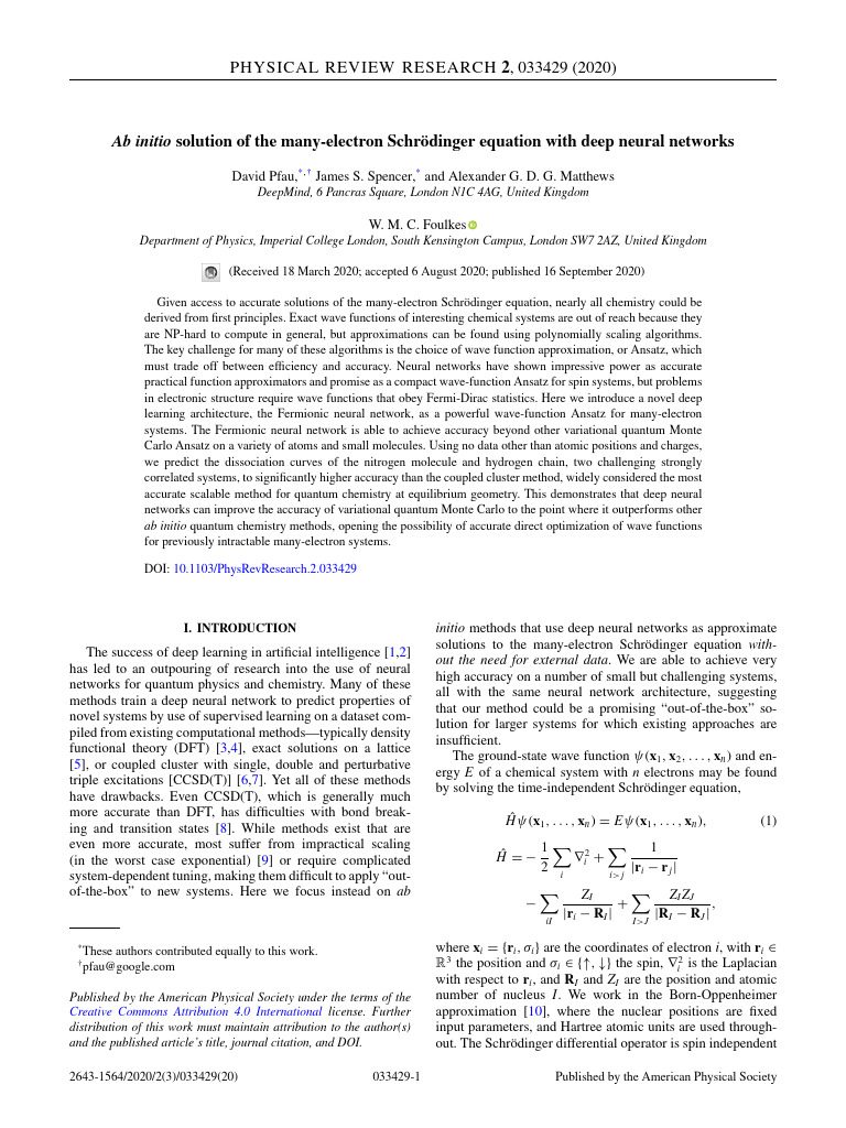 Neural Networks for Many-Electron Systems | PDF | Wave Function | Ab ...