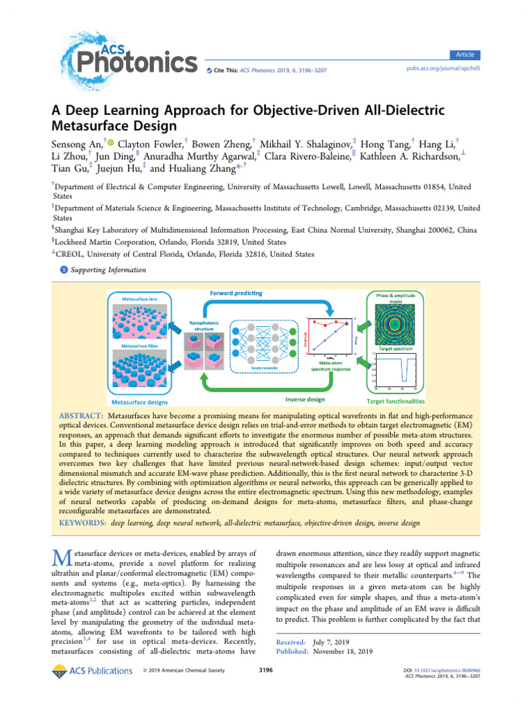 Deep Learning for Metasurface Design | PDF | Deep Learning | Refractive ...