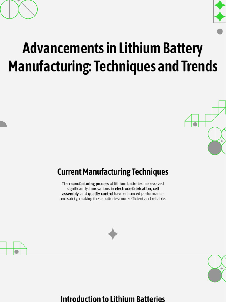 Slidesgo Advancements in Lithium Battery Manufacturing Techniques and ...