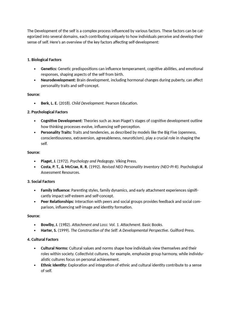 Factors Influencing Self-Concept Development | PDF | Self Concept ...