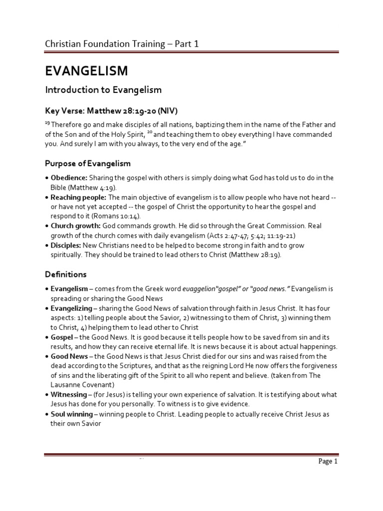 Introduction to Evangelism Training | PDF | Jesus | The Gospel