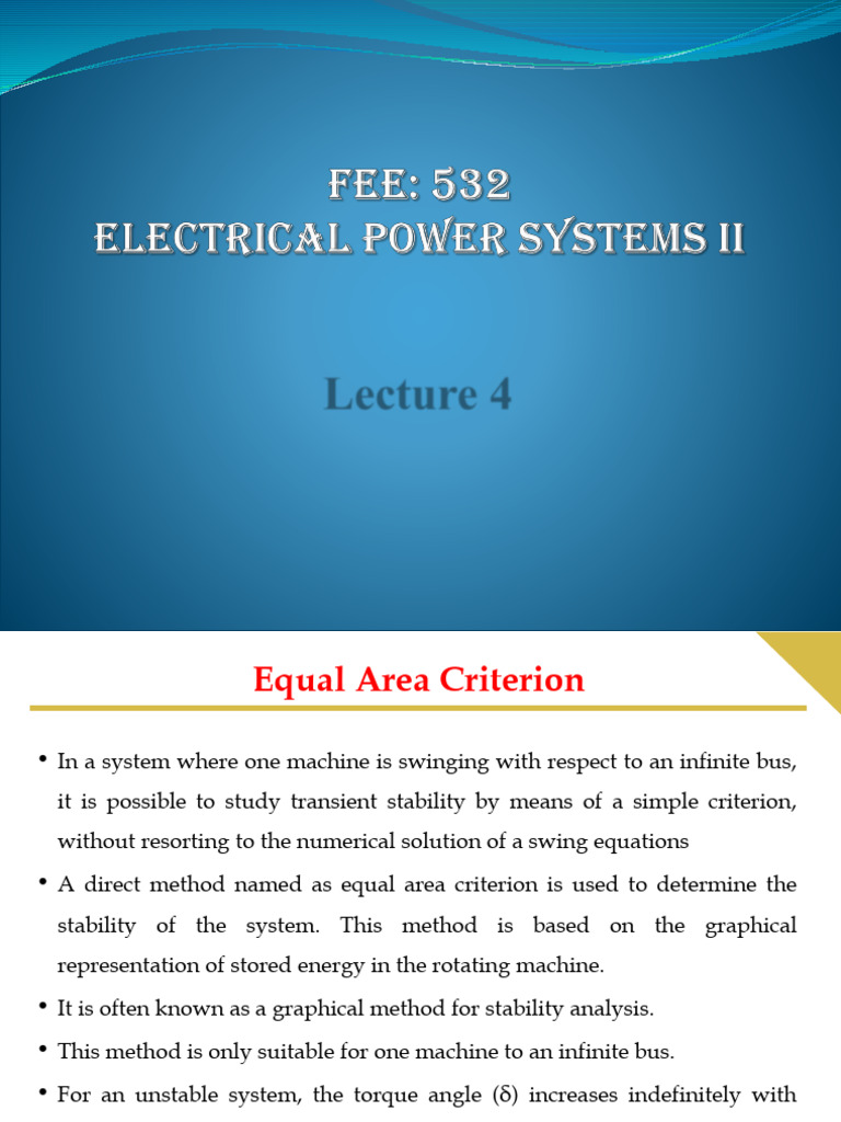 Equal Area Criterion for Stability Analysis | PDF | Steady State ...