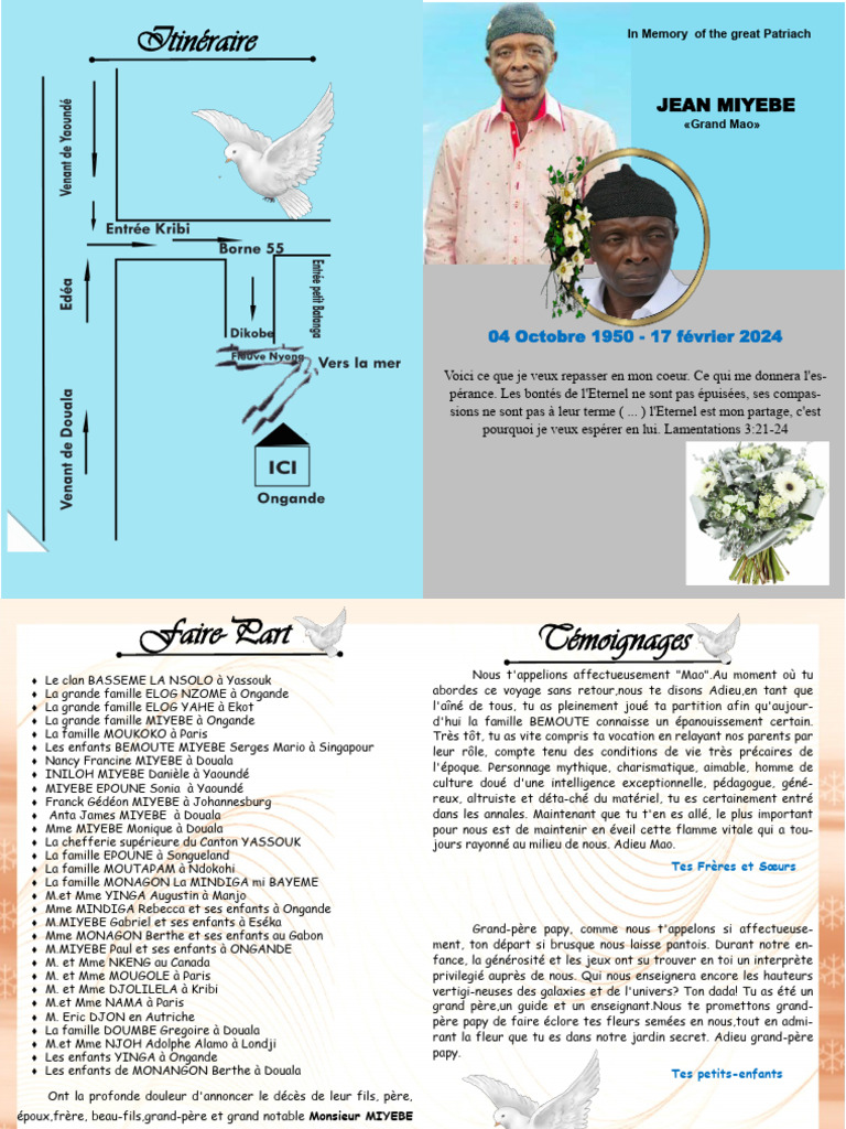Programme des obsèques de Jean Miyebe | PDF