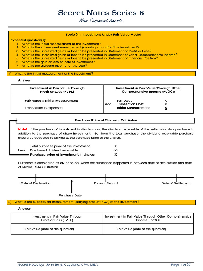 Fair Value Model for Non-Current Assets | PDF | Dividend | Investing