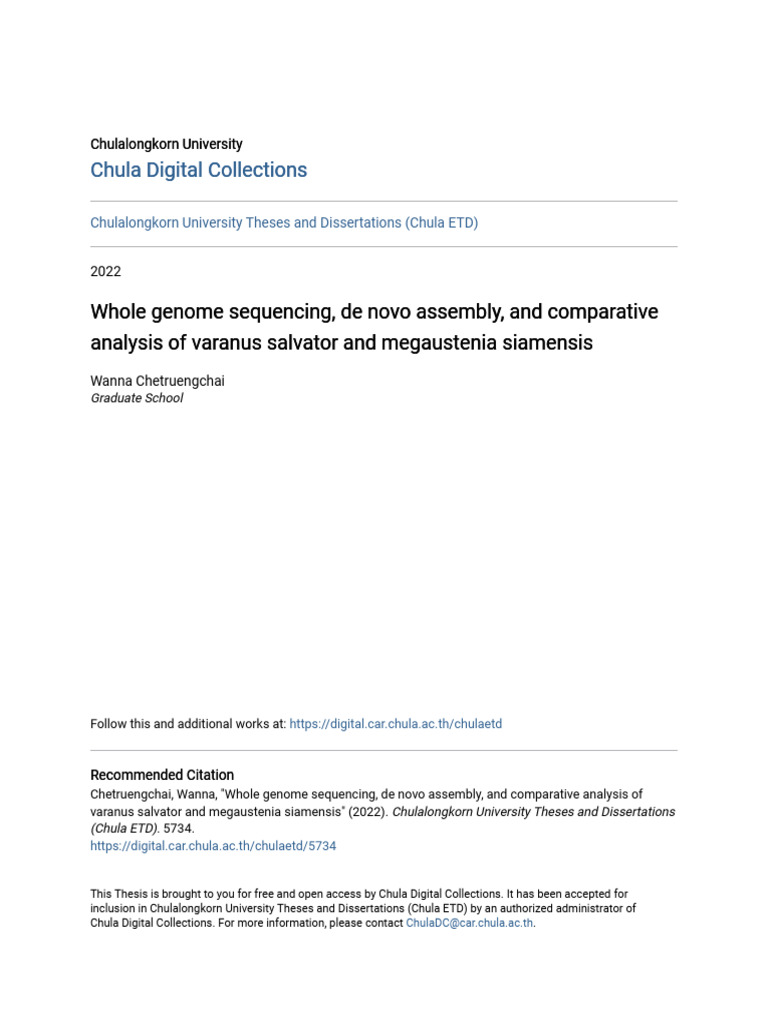 Whole Genome Sequencing de Novo Assembly and Comparative Analys | PDF