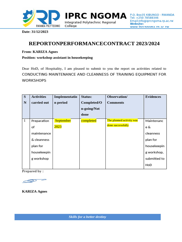 IPRC Ngoma 2023/2024 Performance Report | PDF