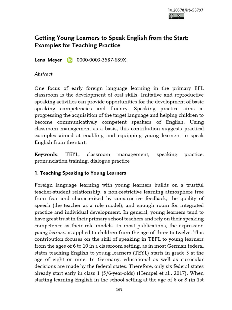 Teaching Young Learners to Speak English | PDF | Foreign Language ...