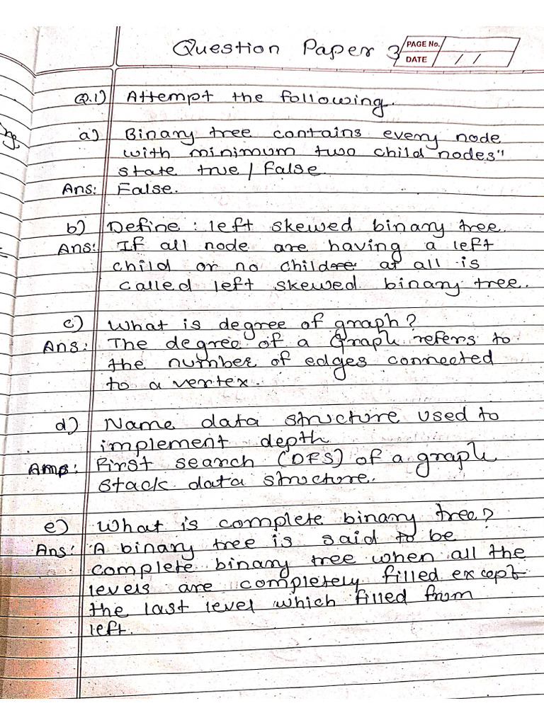 DSA question paper 3 | PDF