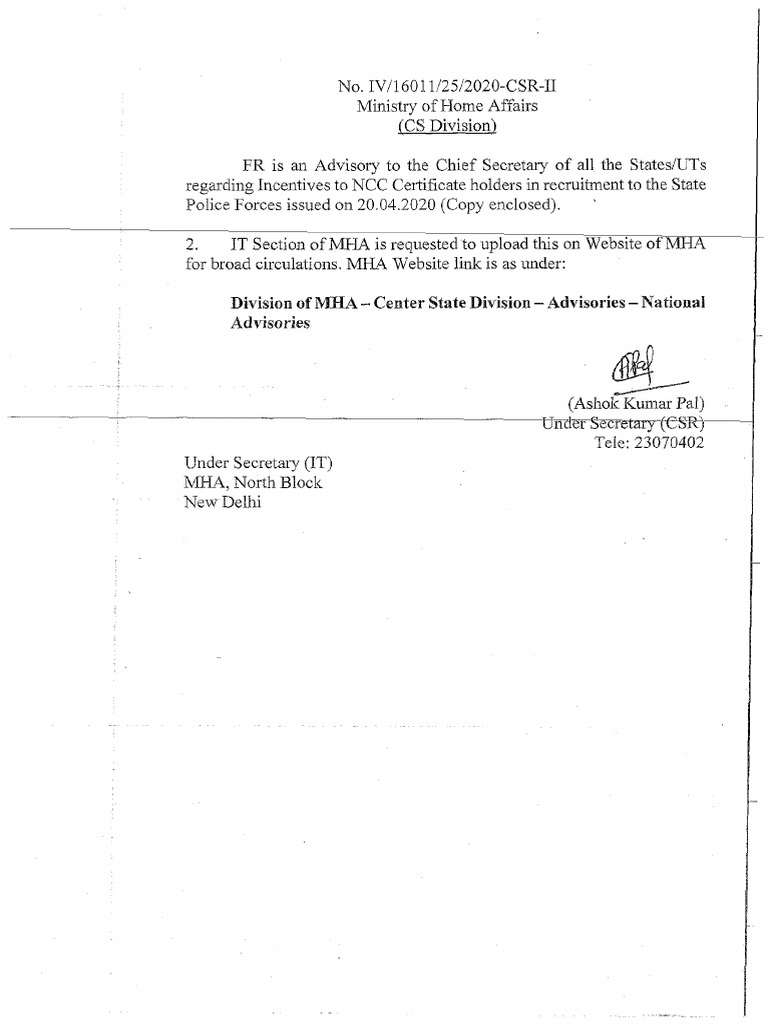 NCC Incentives for Police Recruitment | PDF | Military Organization ...