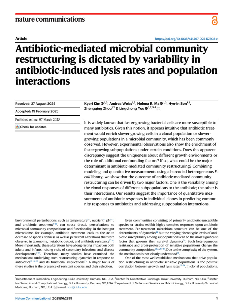 Antibiotic-Mediated Microbial Community Restructuring Is Dictated by ...