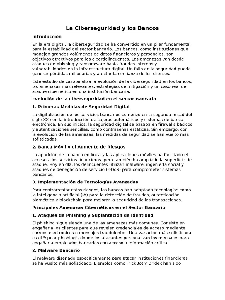 Ciberseguridad en Bancos: Amenazas y Estrategias | PDF | Seguridad | La ...