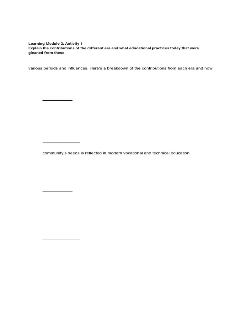 Learning Module 2 Activity 1 Pdf Vocational Education Curriculum