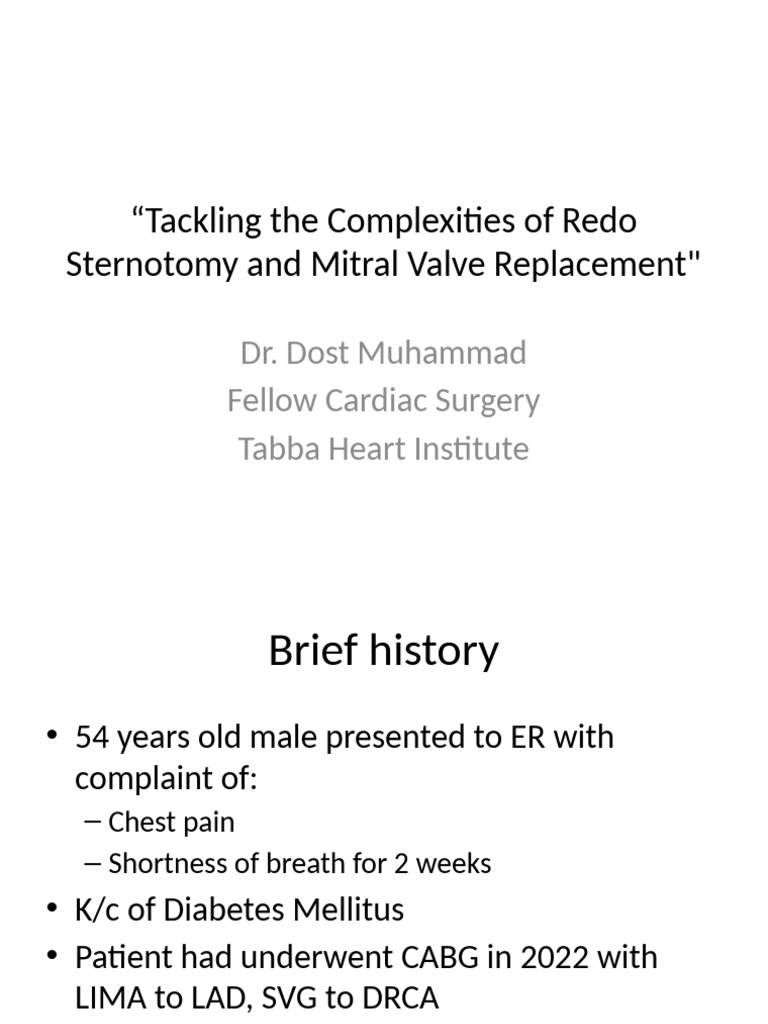 Redo Sternotomy & Mitral Valve Surgery | PDF