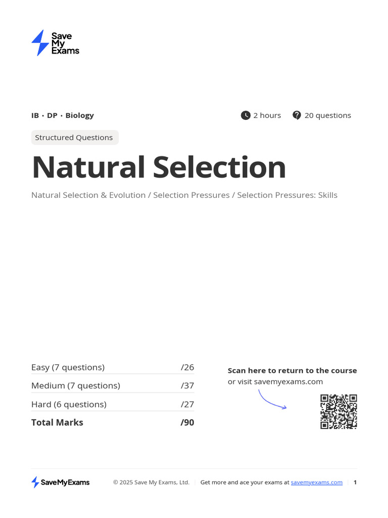Natural Selection and Evolution Exam Guide | PDF | Evolution | Natural ...