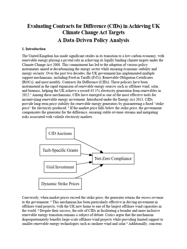 Evaluating CfDs for UK Renewable Energy | PDF | Contract For Difference ...