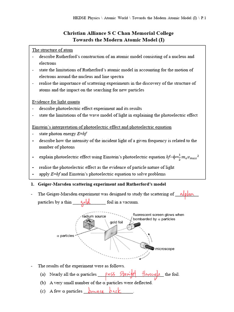 Modern Atomic Model and Photoelectric Effect | PDF | Photoelectric ...