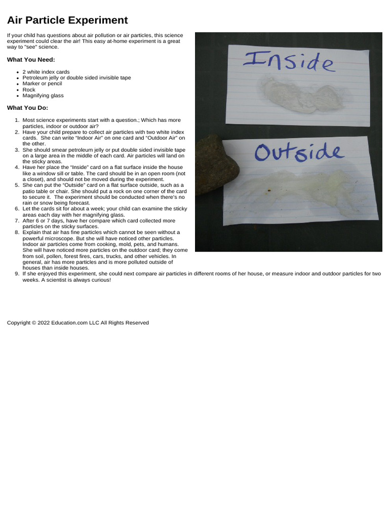 Air Particle Experiment | PDF