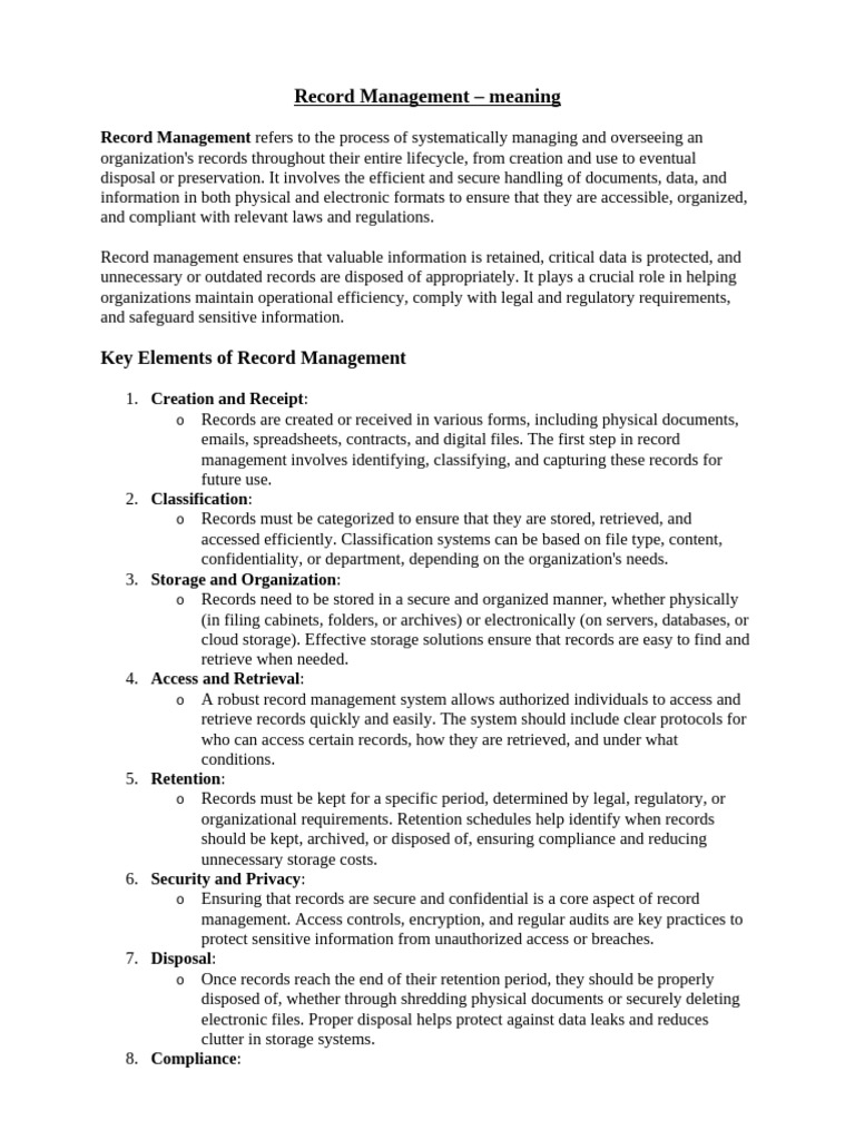 Unit 3 - Record Management | PDF | Records Management | Security
