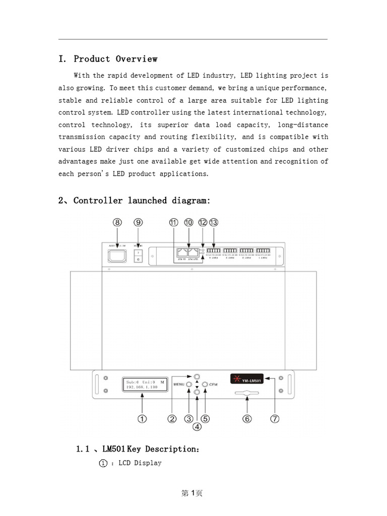 I. Product Overview: 1.1 、LM501 Key Description： | PDF | Menu ...