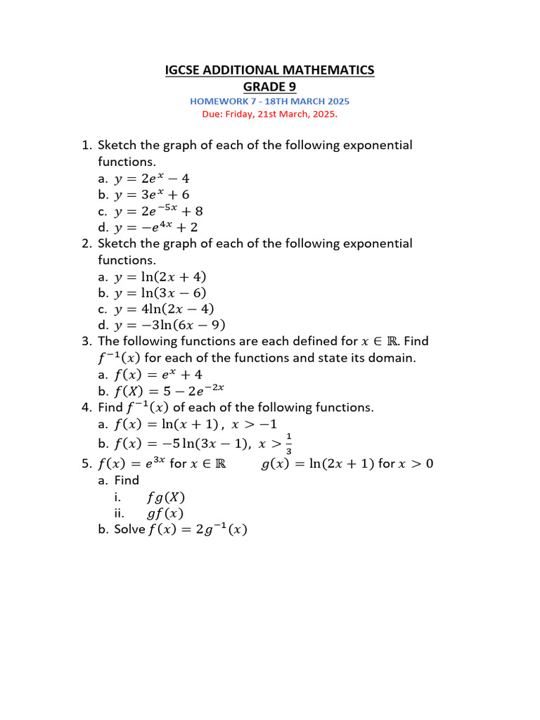 IGCSE Grade 9 Math Homework 7 | PDF