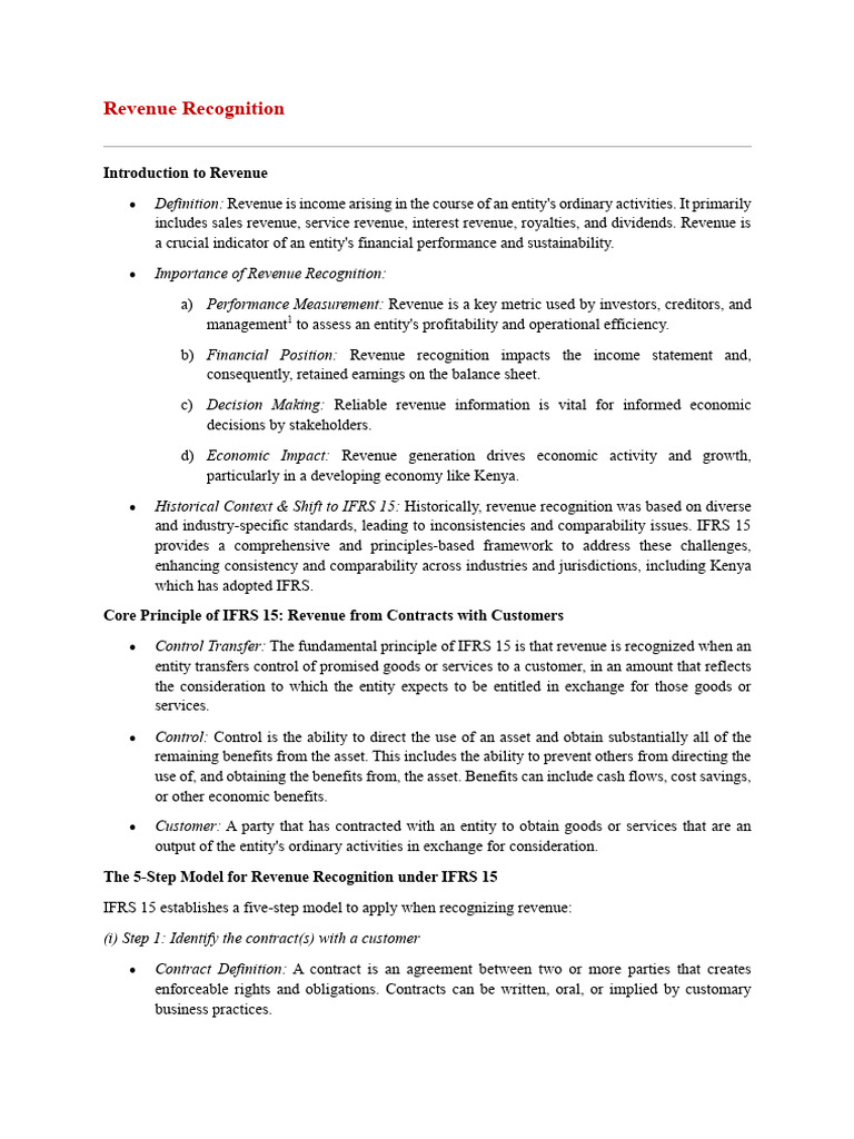 Revenue Recognition | PDF | International Financial Reporting Standards ...