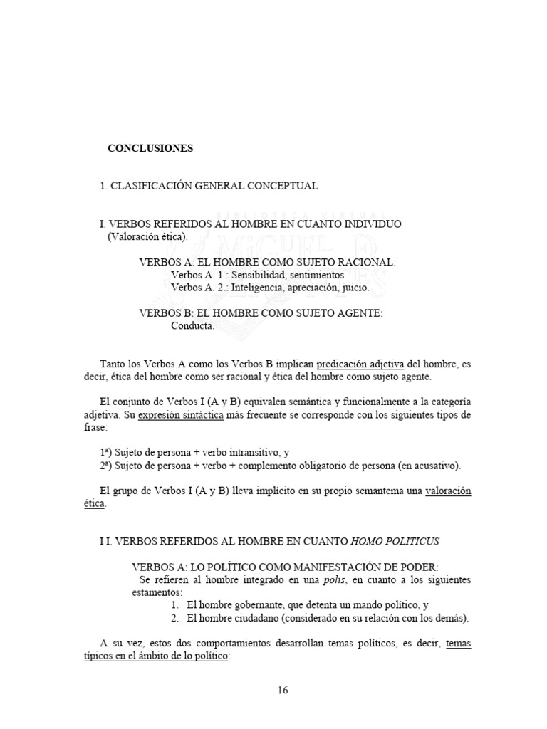 Clasificación de Verbos Referidos Al Hombre en Cuanto Homo Politicus ...