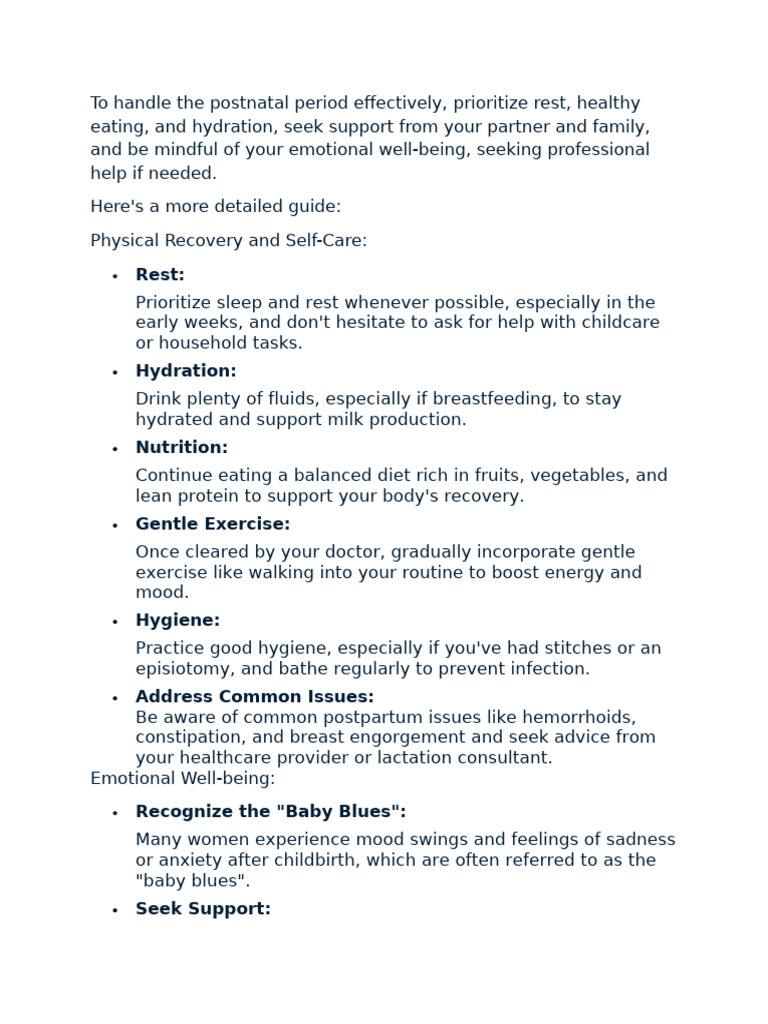 Postnatal Care: Recovery and Support Guide | PDF | Postpartum Period ...