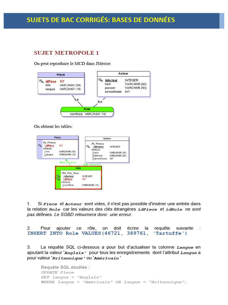 Requêtes SQL et gestion de bases de données | PDF | SQL | Gestion des ...