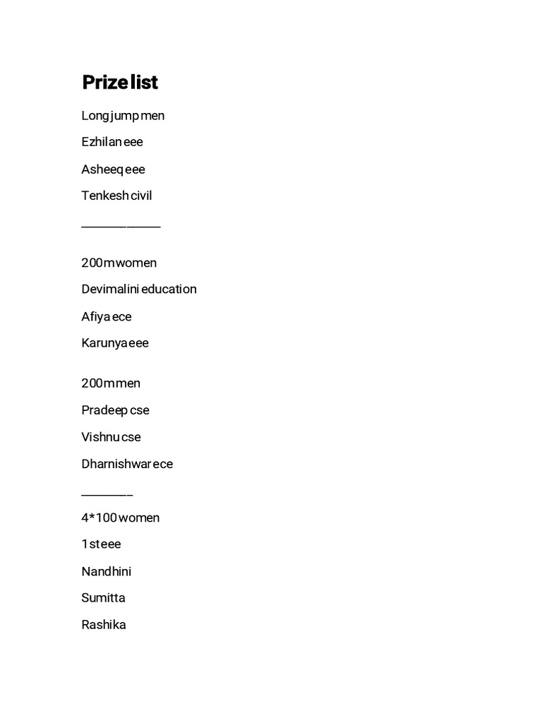 Prize List | PDF